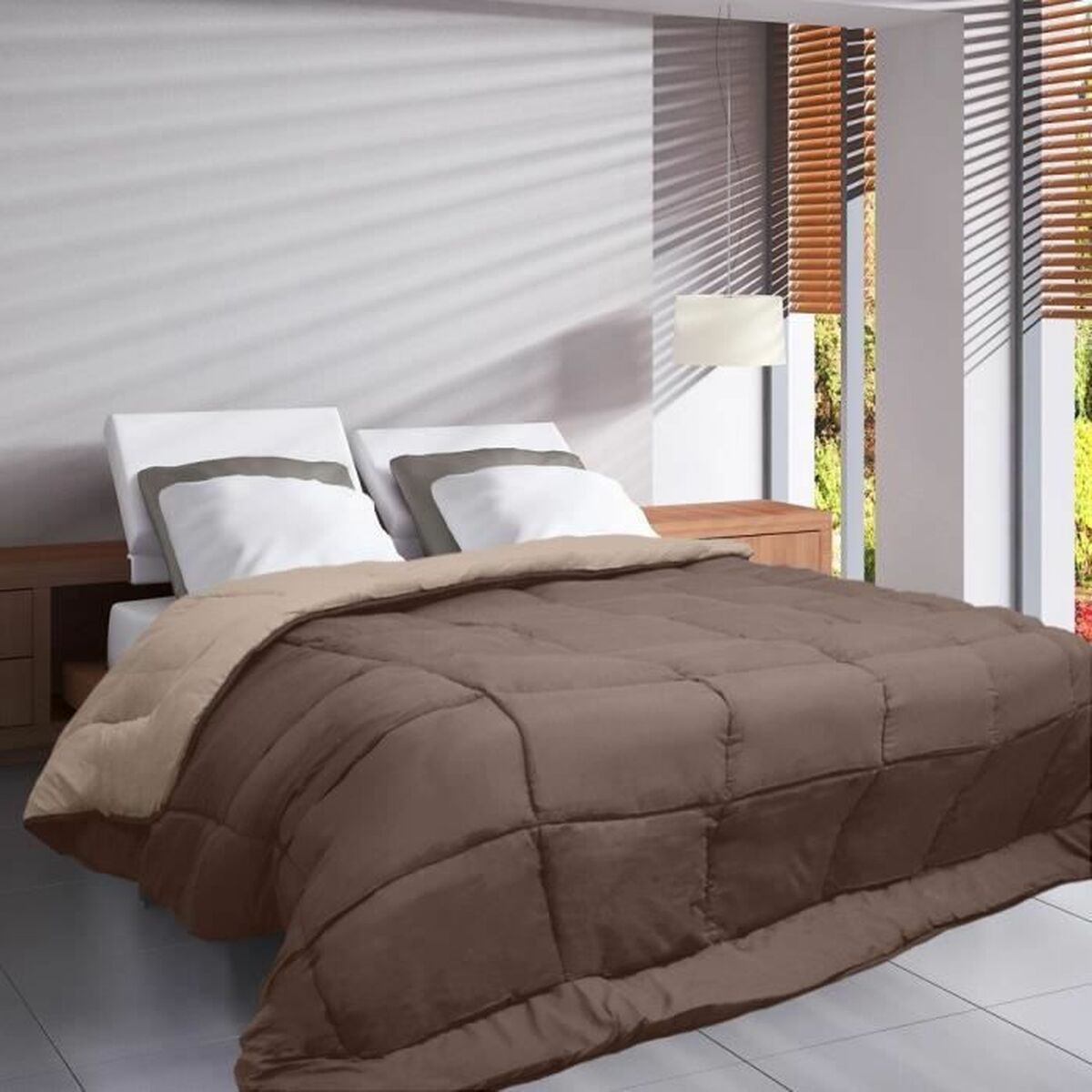 Prešita odeja Poyet Motte Rjava Bež 200 g/m² 240 x 260 cm